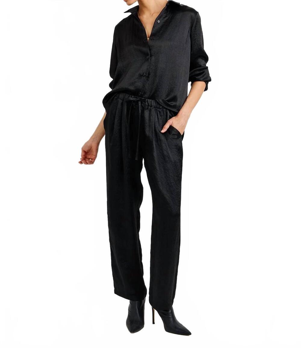 NEW BELLA DAHL pull on slouchy trouser with elastic waist and tie in black